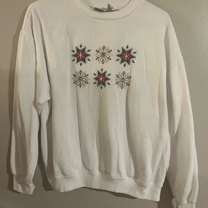 Vintage 90s Spirit White Men's Crewneck Sweater‎ with Embroidery